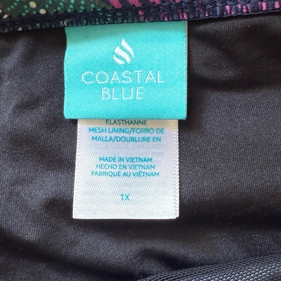 Women’s Coastal Blue High-Waisted Multicolor Floral Bikini Bottom 1X - Picture 4 of 6